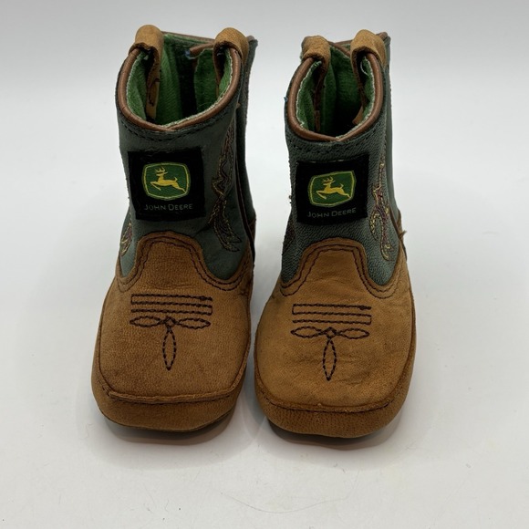 John Deere Boots Cowboy Johnny Poppers Infant Boots Leather Size 0M - Picture 3 of 7